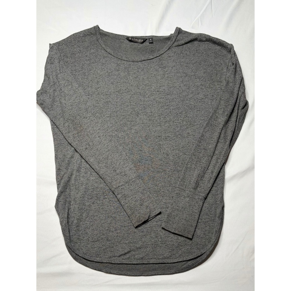 Athleta Essence Long Sleeve Top Charcoal Gray Heather Thumbholes M - Picture 1 of 5